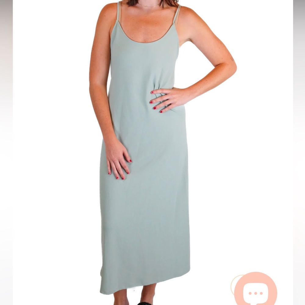 Zara sage spaghetti strap maxi dress